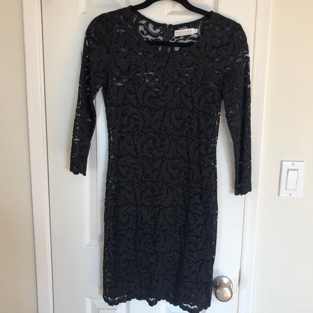 Black Lace Dress by Velvet Size S - like new!